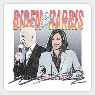 Biden And Harris / Retro Style Faded Fan Design Sticker